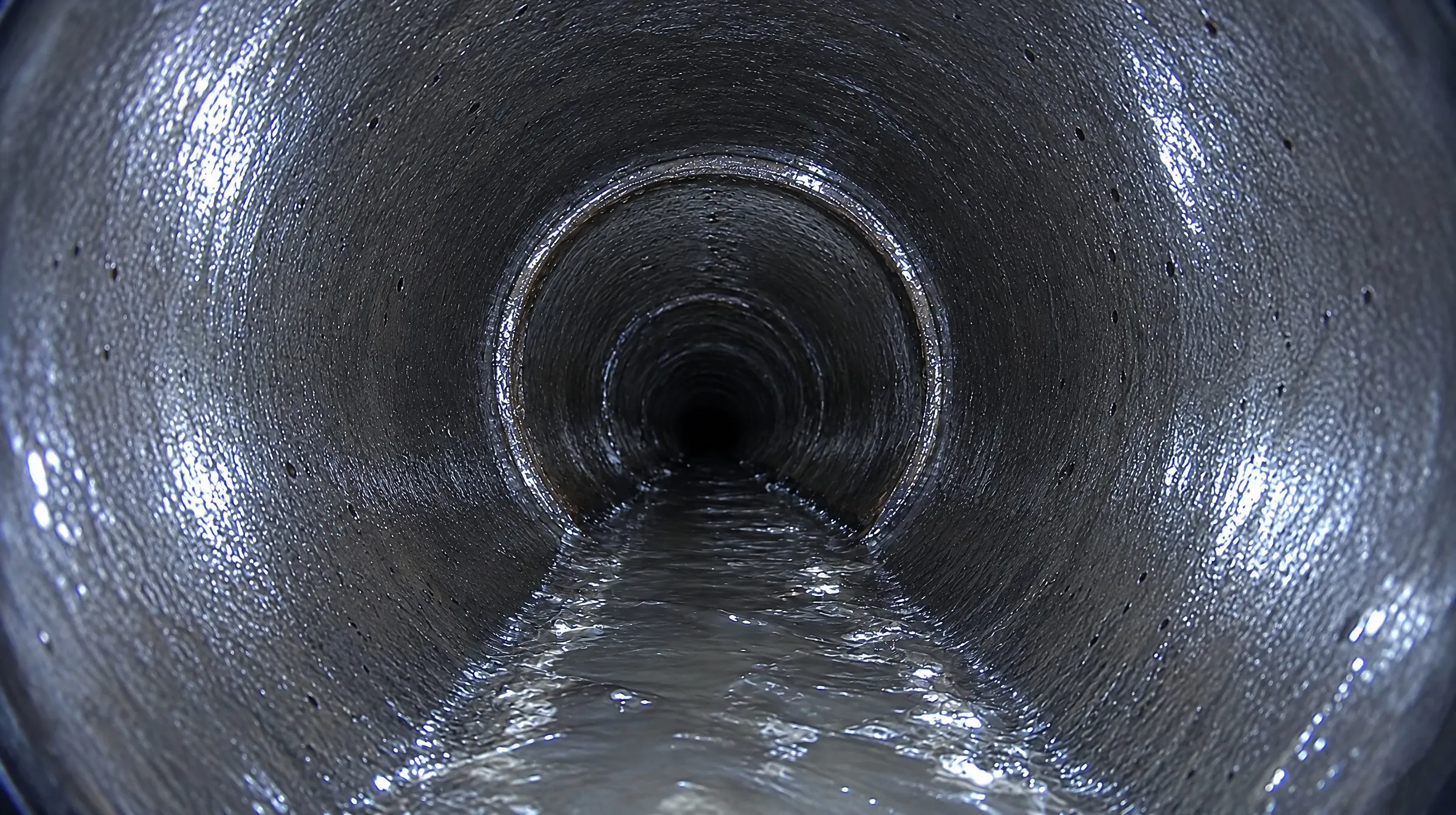 La même canalisation après hydrocurage, paroi propre